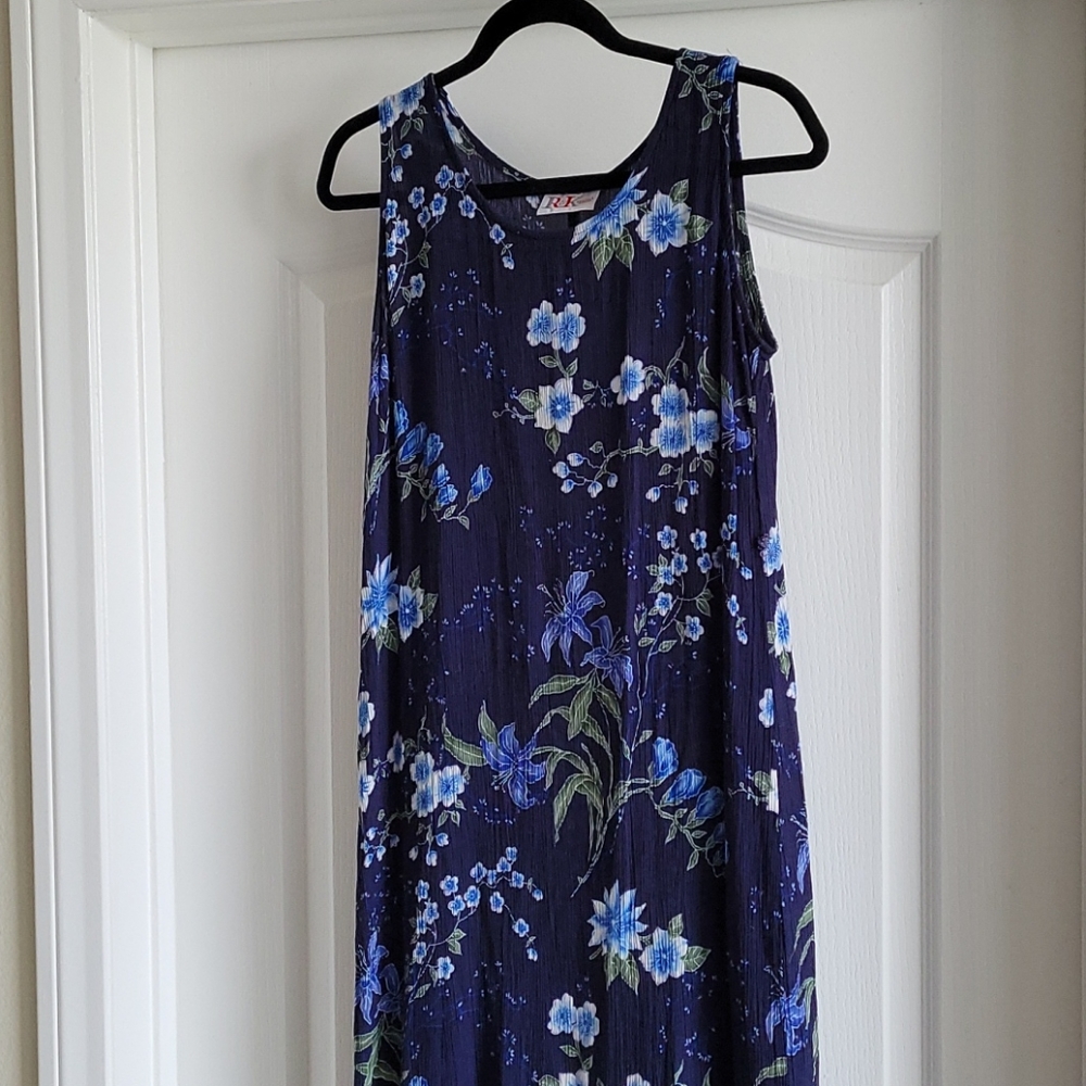 VINTAGE R&K Blue Floral Midi Dress